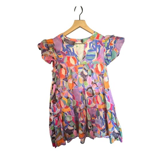 TCEC Multicolor Abstract Print Short Sleeve Dress S - Picture 1 of 4